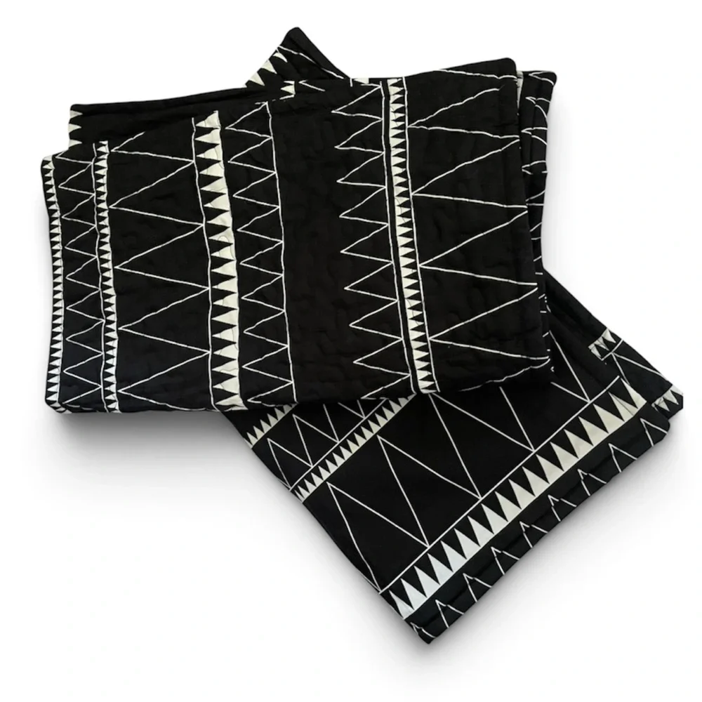 Andency Boho Tribal black and white quilted pillow shams set of two geometric